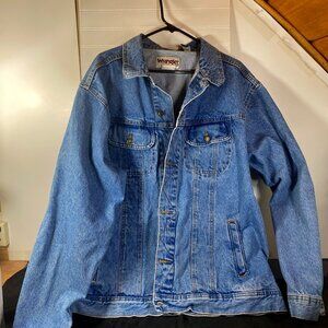 Vintage 90s Men's Wrangler Stone Washed Denim Jeans Jacket size XXL,